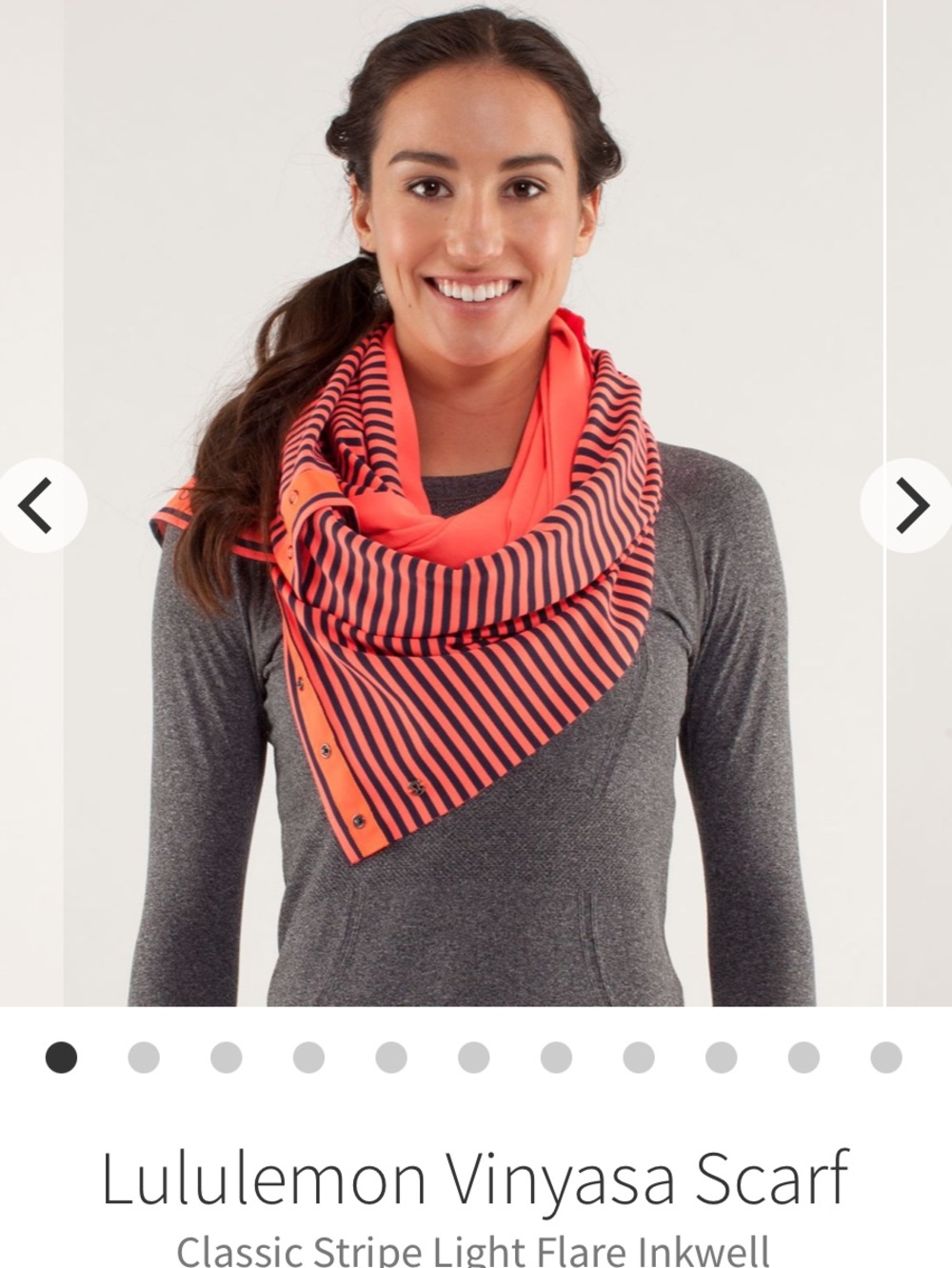 lululemon Vinyasa Navy and Coral Striped Wrap Scarf